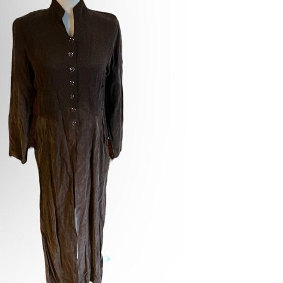 Vintage caché shirt blouse over coat brown button up - Picture 1 of 4